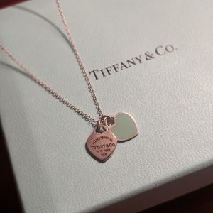 Tiffany blue/silver hearts necklace